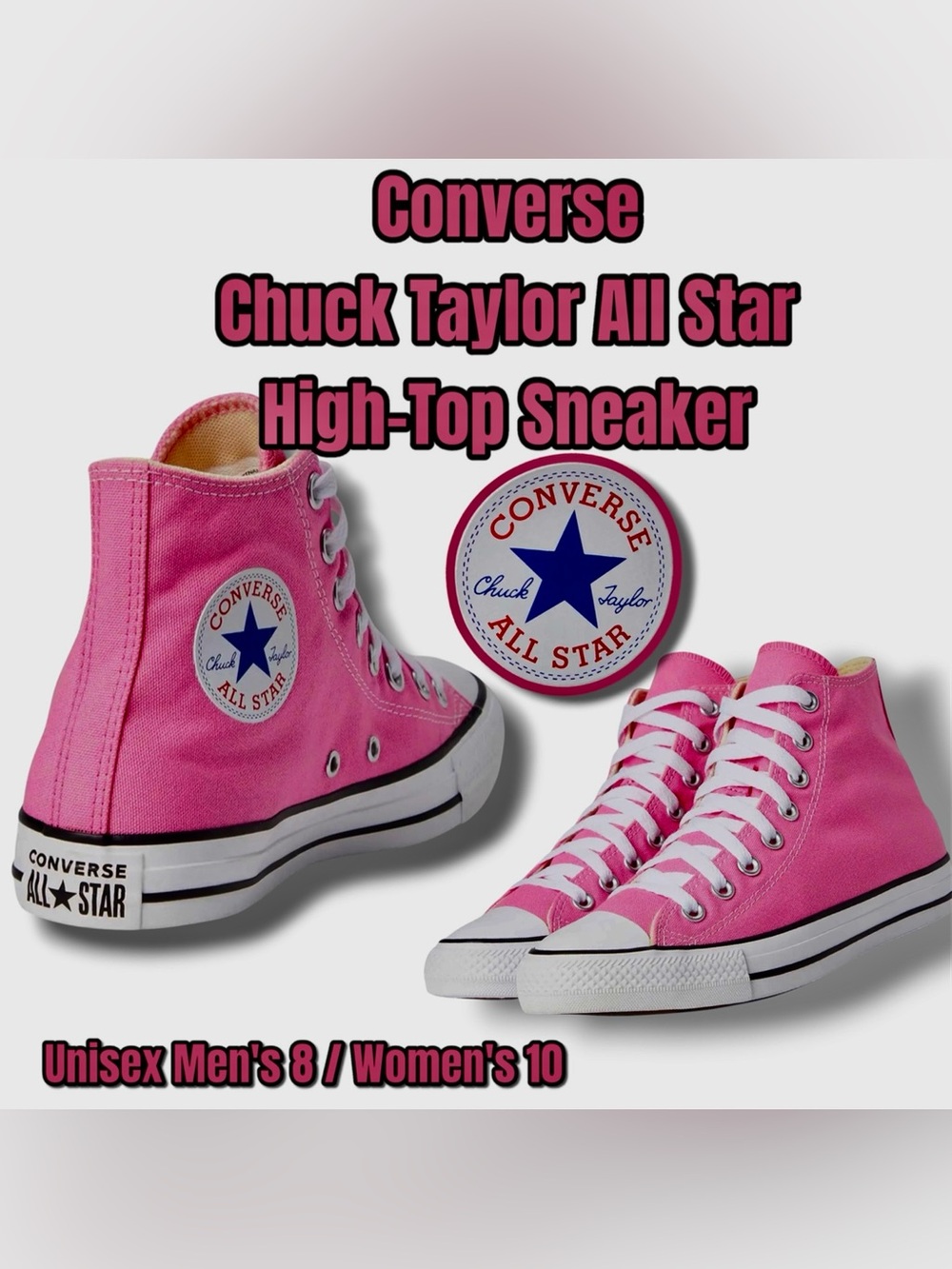 Converse Chuck Taylor All Star High-Top Sneakers - Pink, Unisex Men 8 / Women 10
